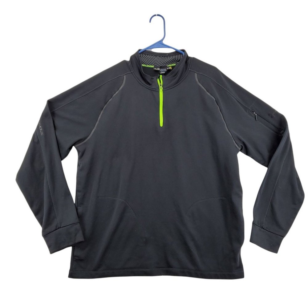 UNDER ARMOUR Shirt Men's Long Sleeve Quarter Zip High Neck Pullover Black XL